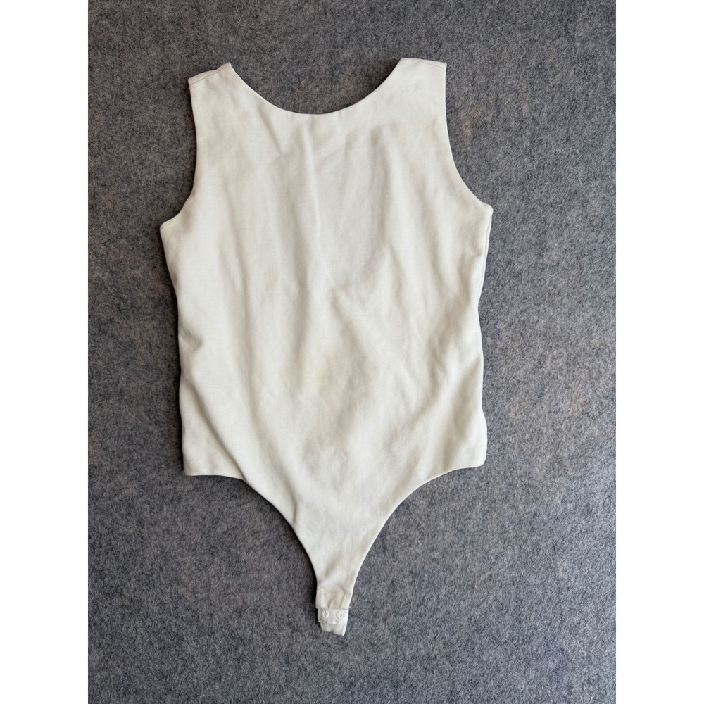All Saints Layla Bodysuit 6 White Low Back Scoop Cotton Minimalist Chic Tank Top
